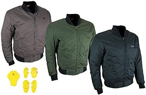 HEYBERRY Motorradjacke Roller Bomberjacke Protektoren gewachst Olive 3XL