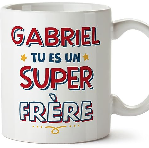 Mugffins Tasses Personnalisables pour FRÈRE - En Français - Cadeau Personalisé- Tu es Super - 11 oz / 330 ml