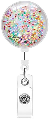 Soleebee Schlüssel JoJo Ausziehbar, Bunt Pailletten Ausweis JoJo Schlüsselanhänger Einziehbarer Ausweishalter Schlüsselrolle ID Name Badge Holder mit Gürtelclip für Kartenhalter (Rund)