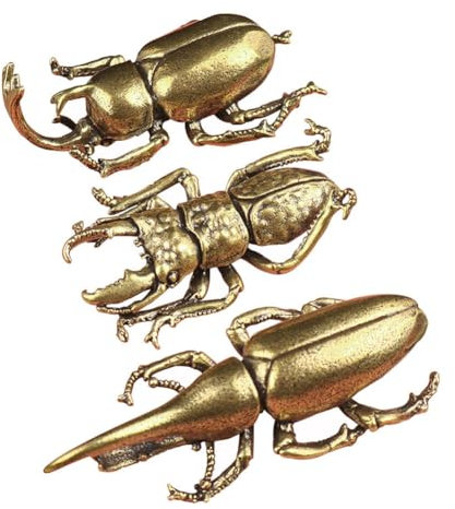 3 Teile/satz Solide Kupfer Simulation Käfer Dekorationen Messing Stier Insekt Miniatur Figuren Lange Horn Bug Schreibtisch Dekoration Handwerk Geschenk Messing Tee Insekten Home Wohnzimmer Ornamente