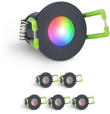 LongLife LED 6er Set Einbaustrahler Mini 3W RGBW anthrazit RAL 7016 IP65 Dimmbare Strahler für Terrassenüberdachung, Carports, Dachüberständen