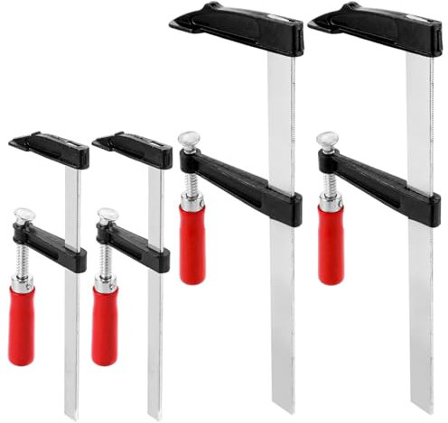 ZOFUN Set di 4 morsetti a vite, apertura alare 300 mm/200 mm, morsetti a vite, morsetti grandi, morsetti a F con impugnatura antiscivolo, profondità 80 mm/50 mm, in acciaio per la lavorazione del