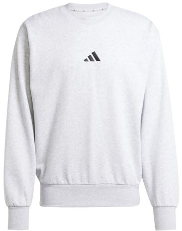 adidas Herren Essentials FEELCOZY Fleece Sweatshirt, Light Grey Heather/Black, S