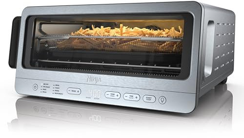 Ninja Tostapane flip forno e friggitrice ad aria, funzionalità 8 in 1, capacità flip up e away per spazio di archiviazione, grande capacità, cestello per friggere ad aria, SheetPan, griglia metallica