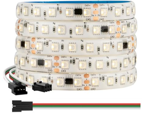 BTF-LIGHTING WS2814 RGBW 4in1 IC Adressierbarer LED-Streifen 5050SMD RGB+Warmweiß 4in1 5M 84LEDs/m DC24V Weiß PCB IP65 Wasserdicht Dreamcolor für Heimdekoration DIY-Projekt (nur Streifen)