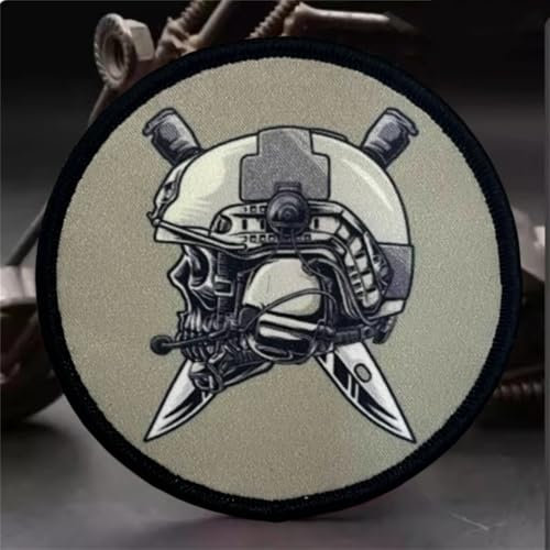 Patches Klett, Schädel Aufnäher Drucken Militär Klettbänder Applikation für Rucksäcke Kleidung Taschen Uniform Weste