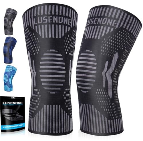 2 Stück Kniebandage Männer Damen - Kompression Kniestütze für Meniskus, Arthrose, ACL, Linderung von Knieschmerzen, Medizinischer Knieorthese für Laufen, Sport Knee Support, Schwarz, L