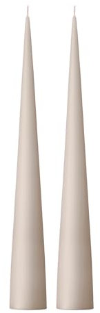 Ester & Erik Linen Grey Cone Candles - 2er Set in Geschenkbox - 25 cm hohe Kegelkerzen mit Baumwolldocht - Hergestellt aus 100% parfümfreiem, geruchlosem reinem Paraffinwachs - 13+ Stunden Brenndauer