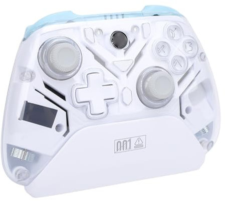 Dpofirs Kabelloser Gaming Controller für Mikroschalter Tasten, ALPS Dämpfer, Hall Effekt Sensoren, 4 Joystick Modi, Gyroskop, Intelligente Ladestation (White)