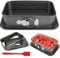 Rechteckige Springform Backform,24 x 14 cm Stahl Non-Stick Kuchenform Backform rechteckig mit Flachboden Antihaft-Beschichtung Abnehmbarem Boden für Kuchen Eiscreme und Desserts grau
