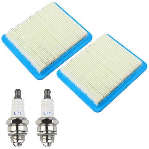 BlueXP 2 Stück Luftfilter und Zündkerze Rasenmäher Air Luftfilter Passend für Briggs & Stratton Flachluftfilter Motoren Filter Service Kit