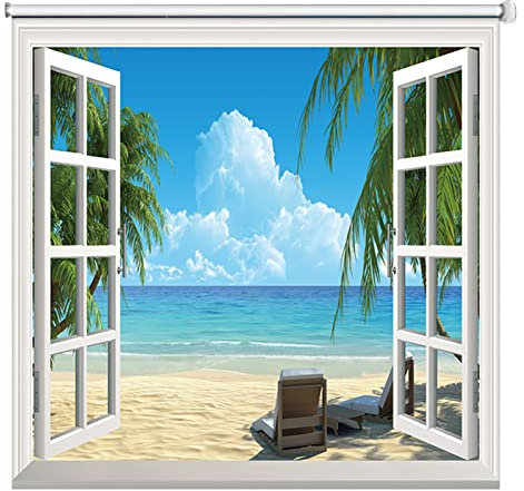 Verdunkelungsrollo Meer und Sand Muster Sonnenschutzrollo für 60cm 140cm breite Fenster