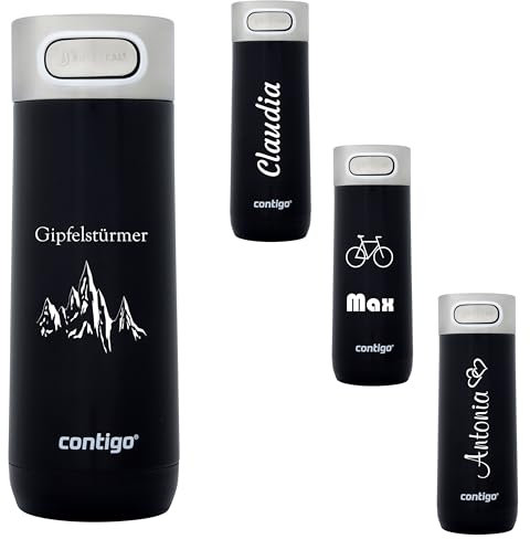 Contigo Luxe Autoseal Thermal Mug with Engraving - Name Stainless Steel Insulated Mug, Travel Mug, Coffee Mug to Go, Leak-Proof, Easy-Clean Lid, BPA-Free (Licorice)