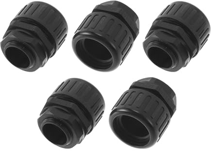 A ABSOPRO M25x1.5 Cable Glands 25mm / 0.98 Bellows Waterproof Black 5 Pcs | Tensile Joint, Straight-Through, PA6 Nylon