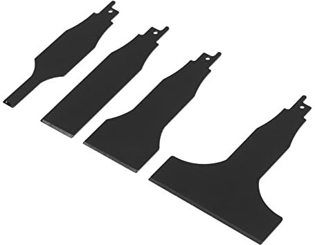 4PCS Reciprocating Saw Scraper Set, High Carbon Steel Tile Cleaning Tools, Includes 10mm, 30mm, 50mm, 100mm Inserts for Precision Chiselling, Wear Resistant and Sturdy,