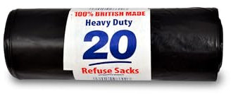 Homewise 20 Wheelie Bin Bags Heavy Duty 240L – Extra Strong Refuse Sacks | Pack of 20 Black Bin Liners for Large Wheelie Bins | Leak-Proof, Eco-Friendly, Made from Recycled Material – British Made