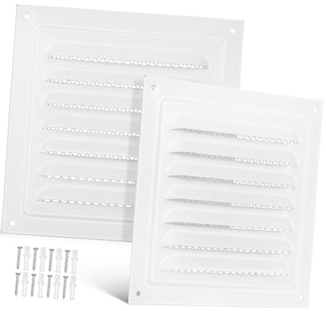 Uonlytech 2 Piezas Rejilla de Ventilación Inoxidable con Malla para Aire de Techo Pared y Ático Resistente y Moderna para Hogar