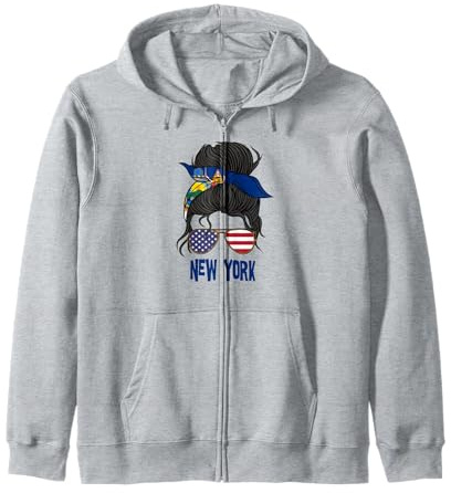 New York pour Filles Drapeau d'État New York Fier pour Femme Sweat à Capuche