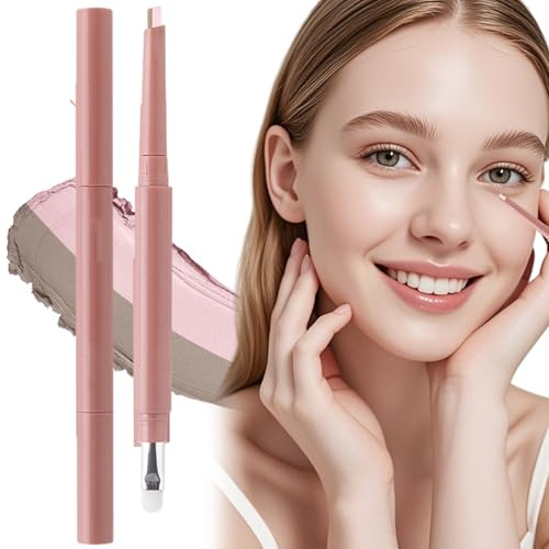 2-in-1-Augenbrauen-Highlighter und Konturenstift, wasserfester Make-up-Stift mit zwei Enden für 3D-Brauen, natürliche Augenbrauendefinition im koreanischen Stil, Stil 2