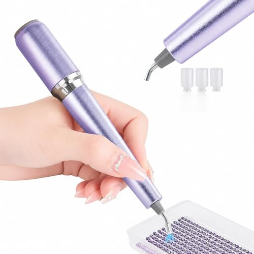SUBFIX Kabelloser Elektrischer Diamond Painting Stift, Vakuum Punktier Stift ohne Wachs, 150° Diamantmalerei-Stift mit wiederaufladbarem Akku, Diamond Painting Pen Zubehör für Erwachsene (violett)