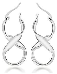 Tuscany Silver Damen Creolen Sterling Silber Zahl Acht