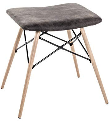 HAKU Möbel Hocker buche, grau, schwarz, Kunstleder, Metall - Maße: B 48 cm x H 47 cm x T 40 cm, Style: Modern