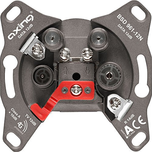 Axing BSD 961-12N Multimedia-Antennendose (Durchgangsdose, 12dB, TV/R/DATA/DATA)
