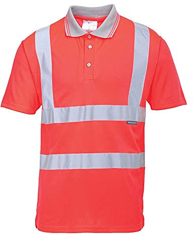 Portwest S477 Warnschutz Kurzarm Polo Hemd Grosszügige Passform Normalgröße | Rot, XL, EN ISO 20471 Klasse 2, Polyester Reflektierend Bau, 100% Polyester