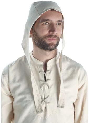 HEMAD Mittelalter Bund-Mütze Unterziehhaube M-L, Beige, L