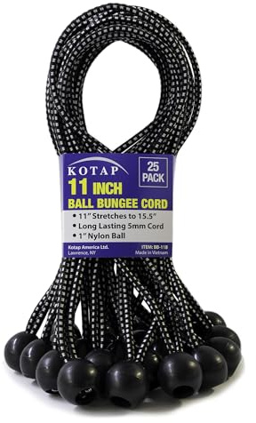 Kotap BB-11B Ball Bungee, 11-Inch, Black, 25-Piece by Kotap