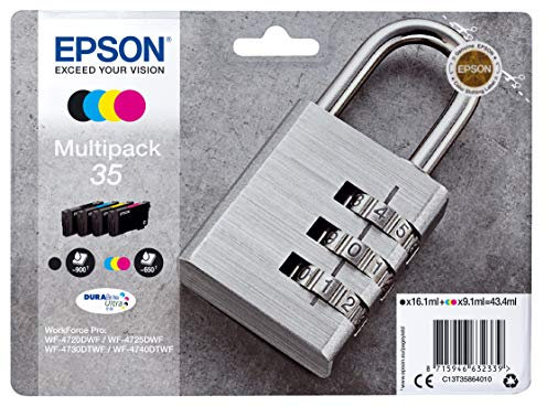 Epson Original 35 Tinte Schloss (WF-4720DWF WF-4725DWF WF-4730DTWF WF-4740DTWF) Amazon Dash Replenishment-fähig, Multipack, 4-farbig