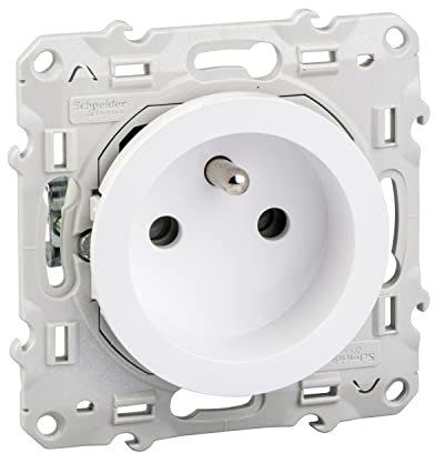 Schneider Electric S525059 Odace, prise de courant 2P+T, à griffes, 2 connexions rapides par pôle, Blanc Odace prise de courant 2P+T blanc, à griffes, 2 connexions rapides par pôle