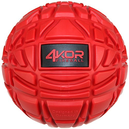 4KOR Fitness Ultimate Massagebälle für Physiotherapie, Triggerpunkt, myofasziale Lösungswerkzeuge – Rücken-, verbesserte Griffigkeit., 12 cm fester 4kor Fireball (rot)