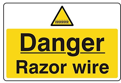 LI-Safety 400x300mm Danger Razor Wire Sign - Rigid Plastic