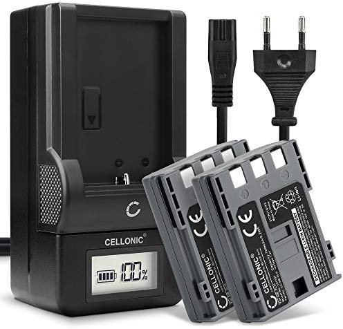 CELLONIC, Batteria per Fotocamera Compatibile con Canon EOS 400D, NB-2LH, PowerShot 350D, G9, G7 (7.4V, 700mAh) 2 Pezzi + Caricabatterie