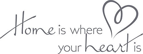 GRAZDesign Wandtattoo Wohnzimmer Sprüche Home is where your heart is, Wandaufkleber Familie - 105x40cm / 071 grau