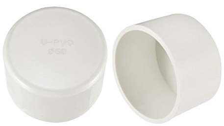 sourcing map 50mm PVC Pipe Cap Fitting, Slip Socket External End Caps 2 Pcs