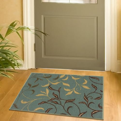 Ottomanson Ottohome-Kollektion Teppich mit Gummirückseite und modernem Blätter-Design, 67 cm x 90 cm, Farbe Meerschaum