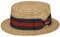 Stetson Boater Weizenstrohhut - Naturfarbener Hut mit blau-rotem Ripsband - Klassischer Sommerhut mit UV-Schutz 40+ - Damen & Herren - Frühjahr/Sommer Natur XL (60-61 cm)