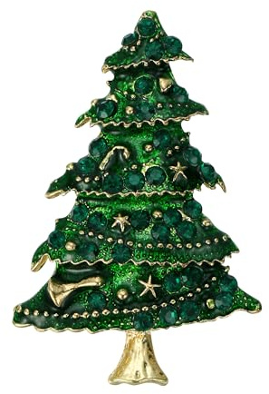 Clearine Weihnachtsbaum Brosche Kristall Emaille Weihnachten Ornamenten Pin für Kleidung