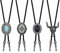 Milacolato 4Pcs Western Cowboy Vintage Bolo Tie Uomo Handmade Forma Rotonda in Pelle Nero Vintage Ciondolo Turchese Bolo Ties Cravatta per Donna Uomo