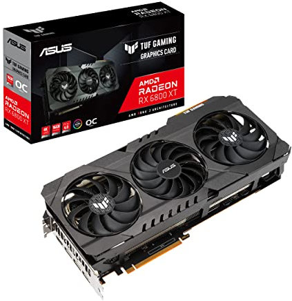 ASUS TUF Gaming AMD Radeon™ RX 6800 XT OC Edition Graphics Card (PCIe 4.0, 16GB GDDR6, HDMI 2.1, DisplayPort 1.4a, Dual Ball Fan Bearings, All-Aluminum Shroud, Reinforced Frame, GPU Tweak II)