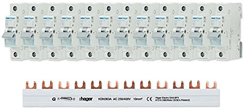 Hager Set 12x LS-Schalter 1-polig MBN116 + 1x Phasenschiene 3-polig KDN363A