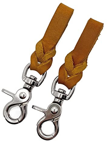 Steigbügelhalter aus Fettleder, geflochten (Cognac, Chrome)