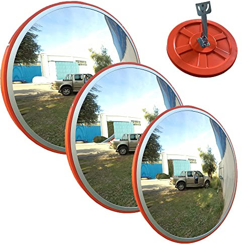 Convex Safety Mirror, Shop Mirror Security, 18inch 45cm Diameter Wide Angle 130° Unbreakable for Blind Spot, for Home Outdoor Garage Traffic Burglar
