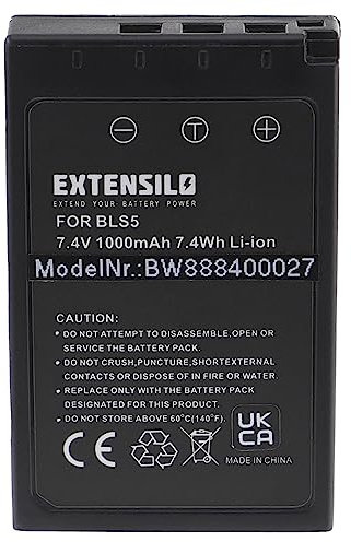EXTENSILO Akku kompatibel mit Olympus Pen E-PL7, E-PL8, E-PL9, E-PM1, E-PM2 Kamera (1000 mAh, 7,4 V, Li-Ion), Infochip