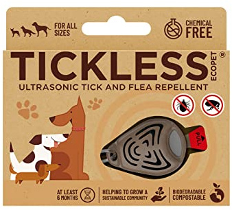 Tickless EcoPet - Repellente per pulci e zecche biodegradabile Naturale ad ultrasuoni Privo di Sostanze chimiche per Animali Domestici - Marrone
