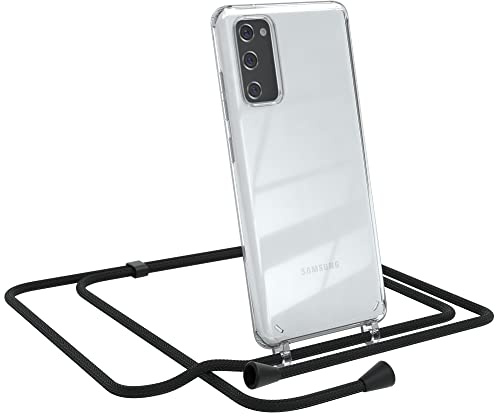 EAZY CASE Handykette kompatibel mit Samsung Galaxy S20 FE / S20 FE 5G Handyhülle mit Umhängeband, Handykordel mit Schutzhülle, Silikonhülle, Hülle mit Band, Kette, Schwarz - Clips Schwarz