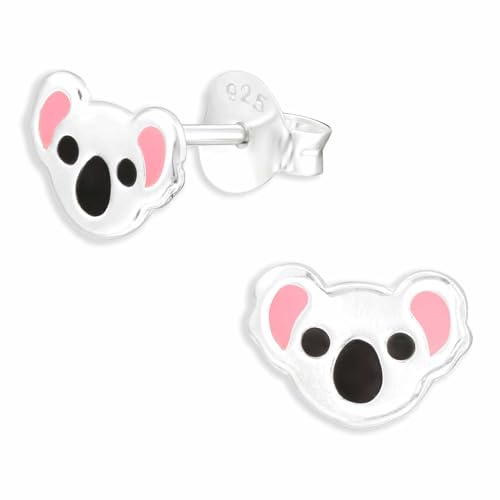 Monkimau Koala Ohrstecker Ohrringe aus 925 Silber Schmuck Silberohrringe Medizinisch für Kinder Mädchen Damen Frauen