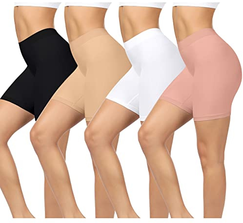 BESTENA 4 Pack Slip Shorts for Under Dresses Women Soft Anti Chafing Shorts